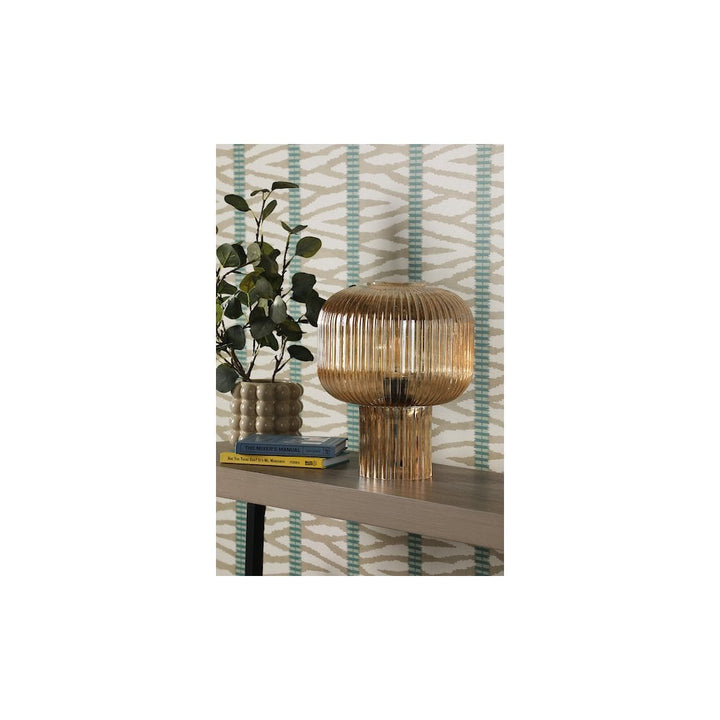 Dar DEM4206 Demarius Table Lamp Amber Ribbed Glass (S)