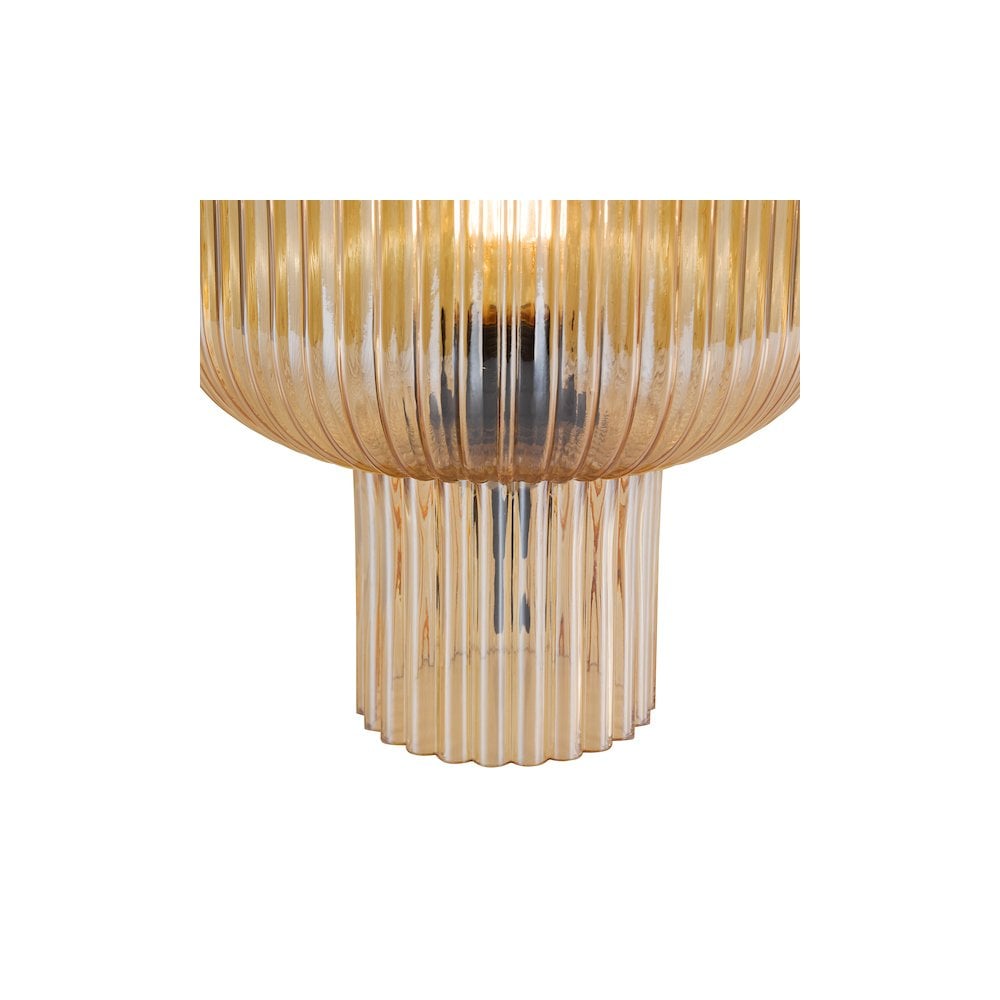 Dar DEM4206 Demarius Table Lamp Amber Ribbed Glass