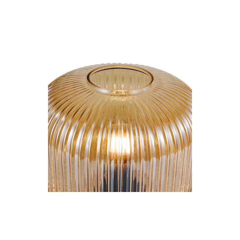Dar DEM4206 Demarius Table Lamp Amber Ribbed Glass (S)