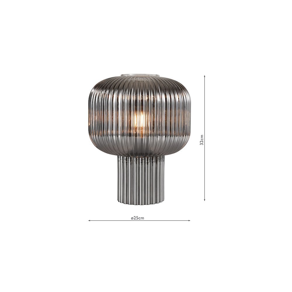 Dar DEM4210 Demarius Table Lamp Smoked Ribbed Glass