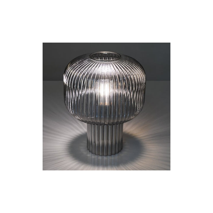 Dar DEM4210 Demarius Table Lamp Smoked Ribbed Glass