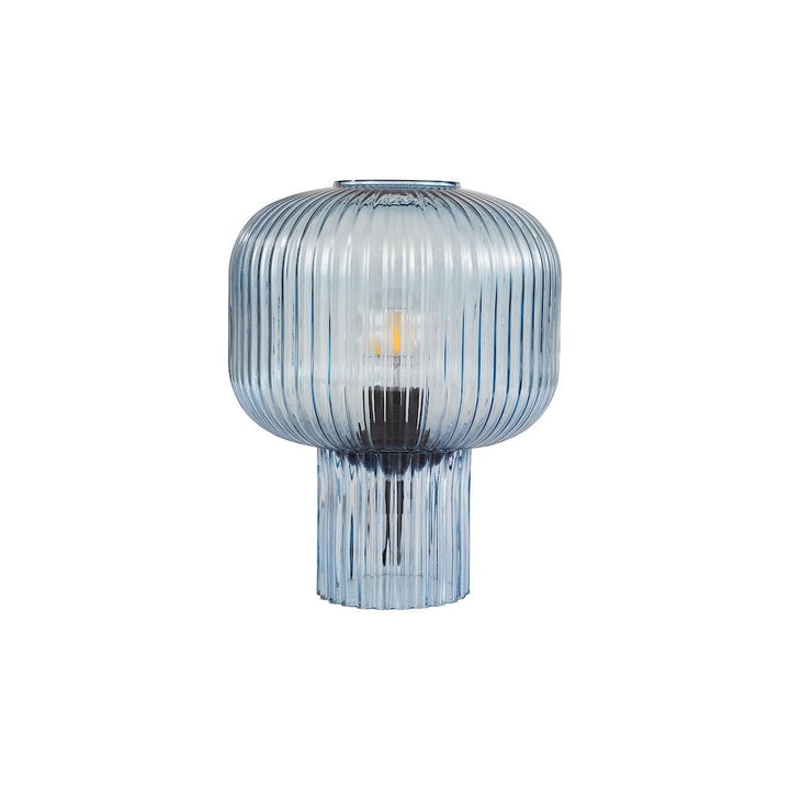 Dar DEM4223 Demarius Table Lamp Blue Ribbed Glass