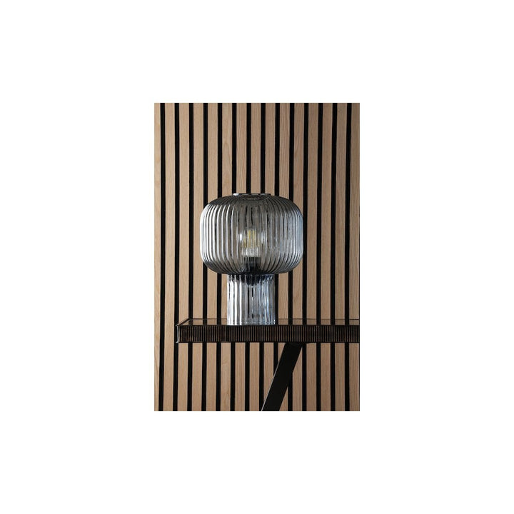 Dar DEM4223 Demarius Table Lamp Blue Ribbed Glass