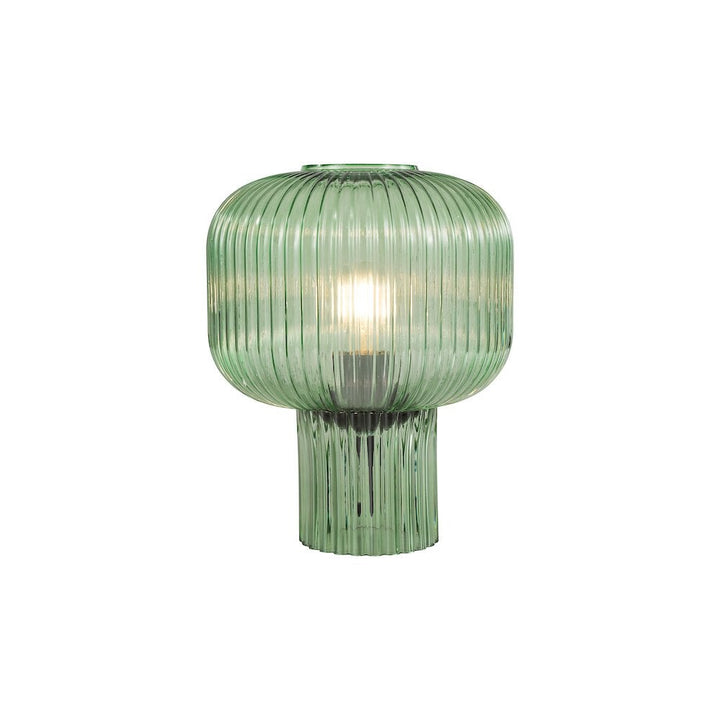 Dar DEM4224 Demarius Table Lamp Green Ribbed Glass