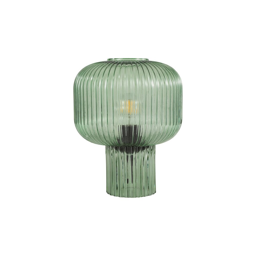 Dar DEM4224 Demarius Table Lamp Green Ribbed Glass