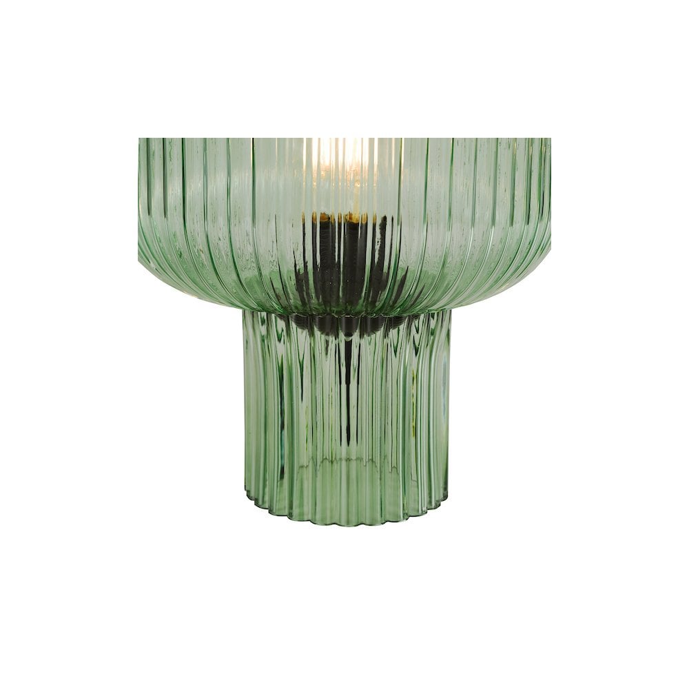 Dar DEM4224 Demarius Table Lamp Green Ribbed Glass