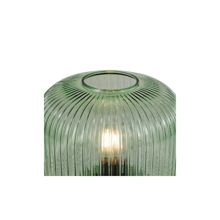 Dar DEM4224 Demarius Table Lamp Green Ribbed Glass