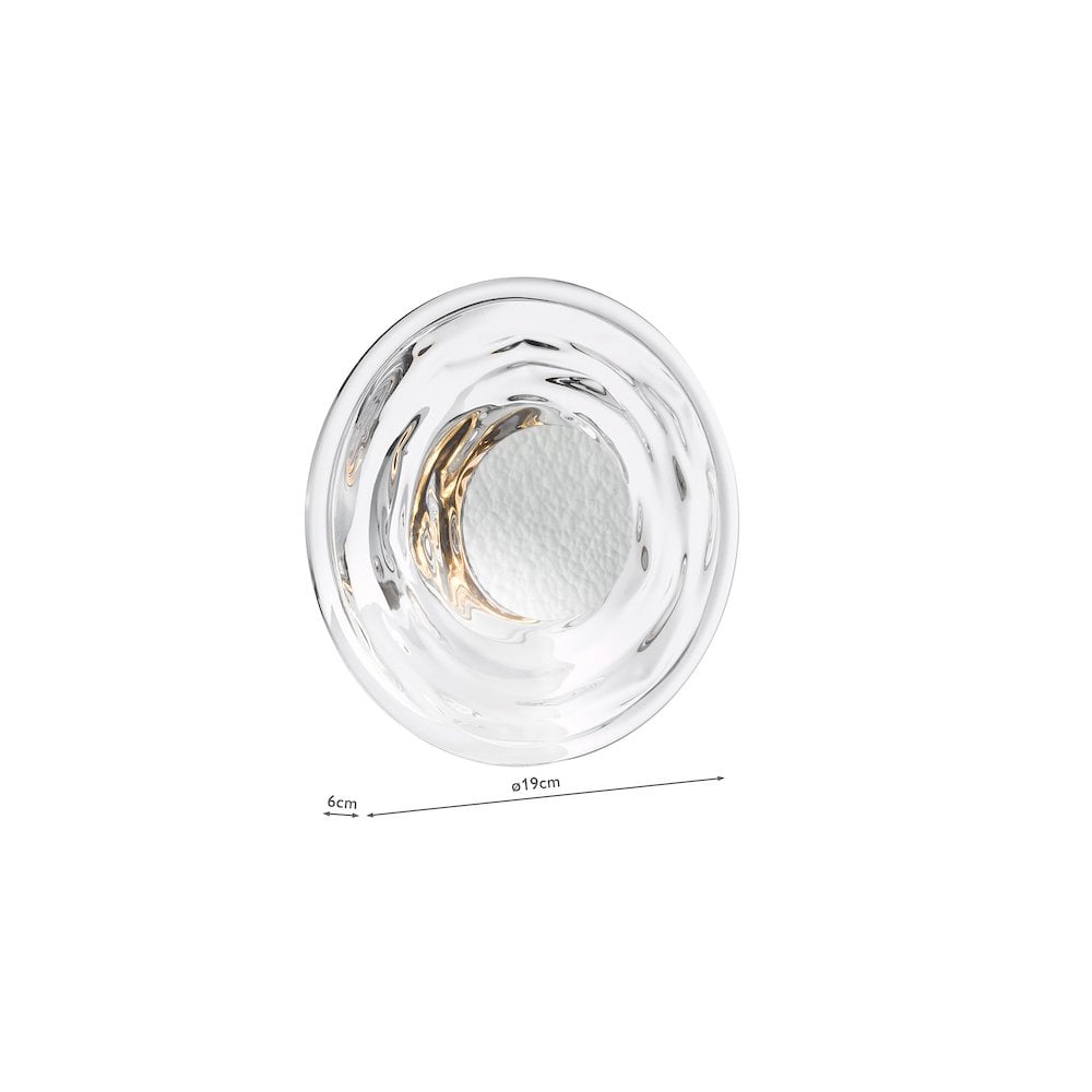 Dar DEW0750 Dewey Wall Light Textured Glass and Polished Chrome LED