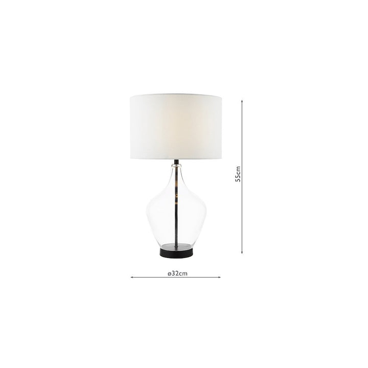 Dar DRA4222 Drago Table Lamp Glass and Matt Black With Shade