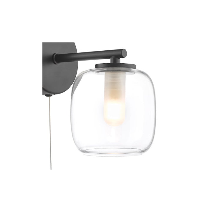 Dar EDA0722 Edaline Bathroom Wall Light Matt Black and Glass IP44 (S)