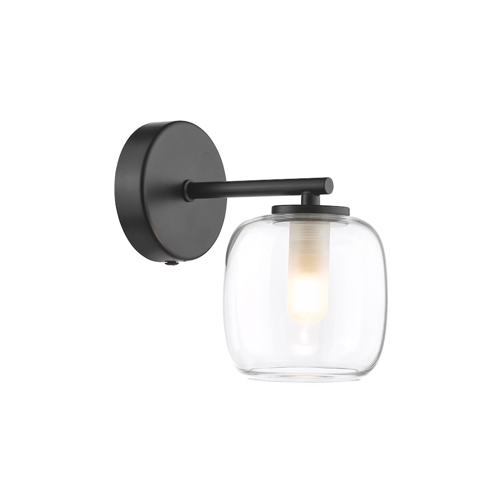 Dar EDA0722 Edaline Bathroom Wall Light Matt Black and Glass IP44