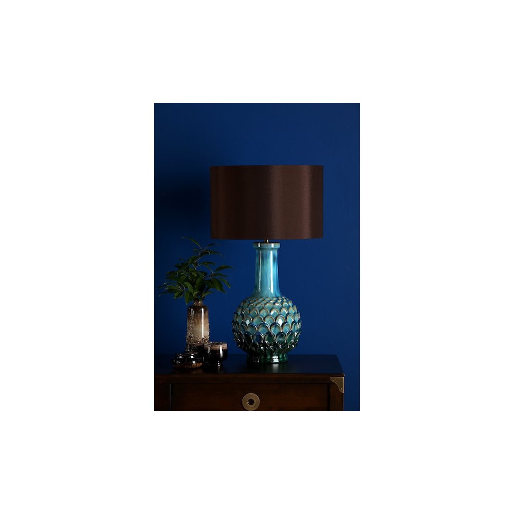 Dar EDL4223-VOY1422 Edlyn Table Lamp Blue Reactive Glaze With Shade