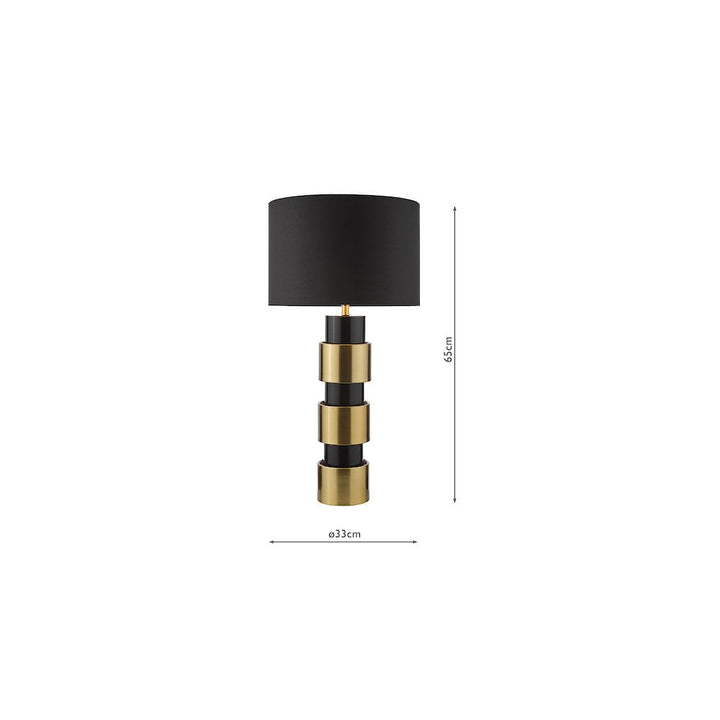 Dar ELW4254 Elwyn Table Lamp Satin Gold and Satin Black With Shade