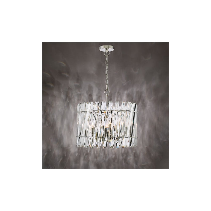 Dar ENT0638 Entwine 6 Light Pendant Polished Nickel and Crystal