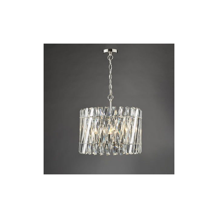 Dar ENT0638 Entwine 6 Light Pendant Polished Nickel and Crystal