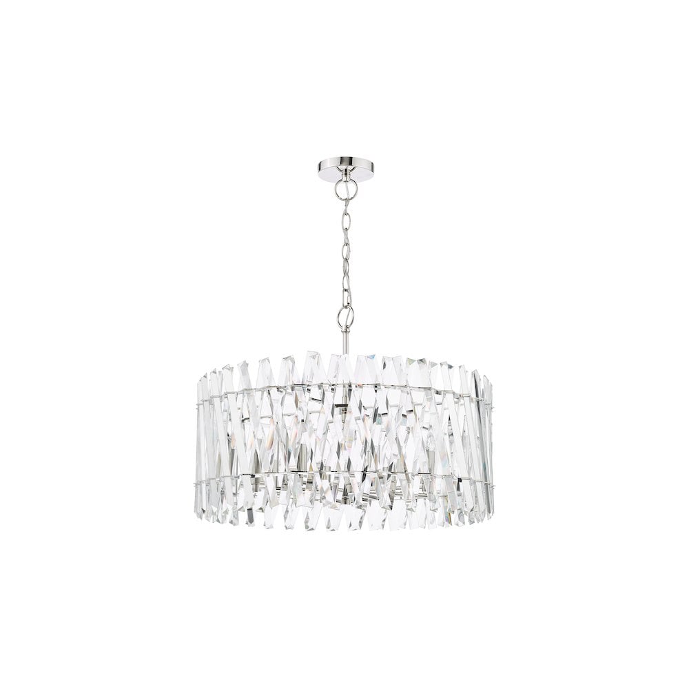 Dar ENT0838 Entwine 8 Light Pendant Polished Nickel and Crystal