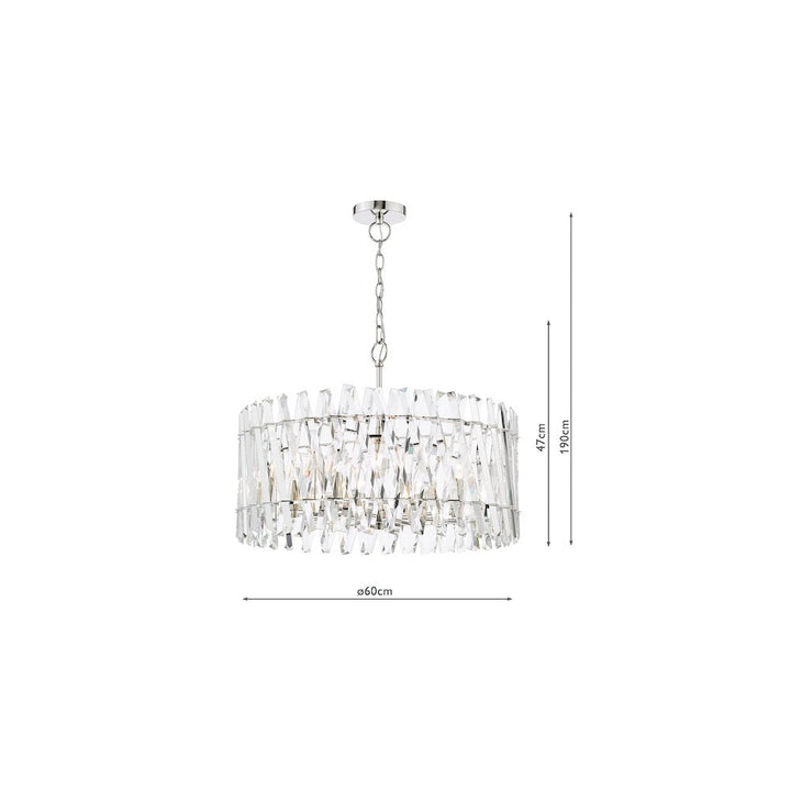 Dar ENT0838 Entwine 8 Light Pendant Polished Nickel and Crystal