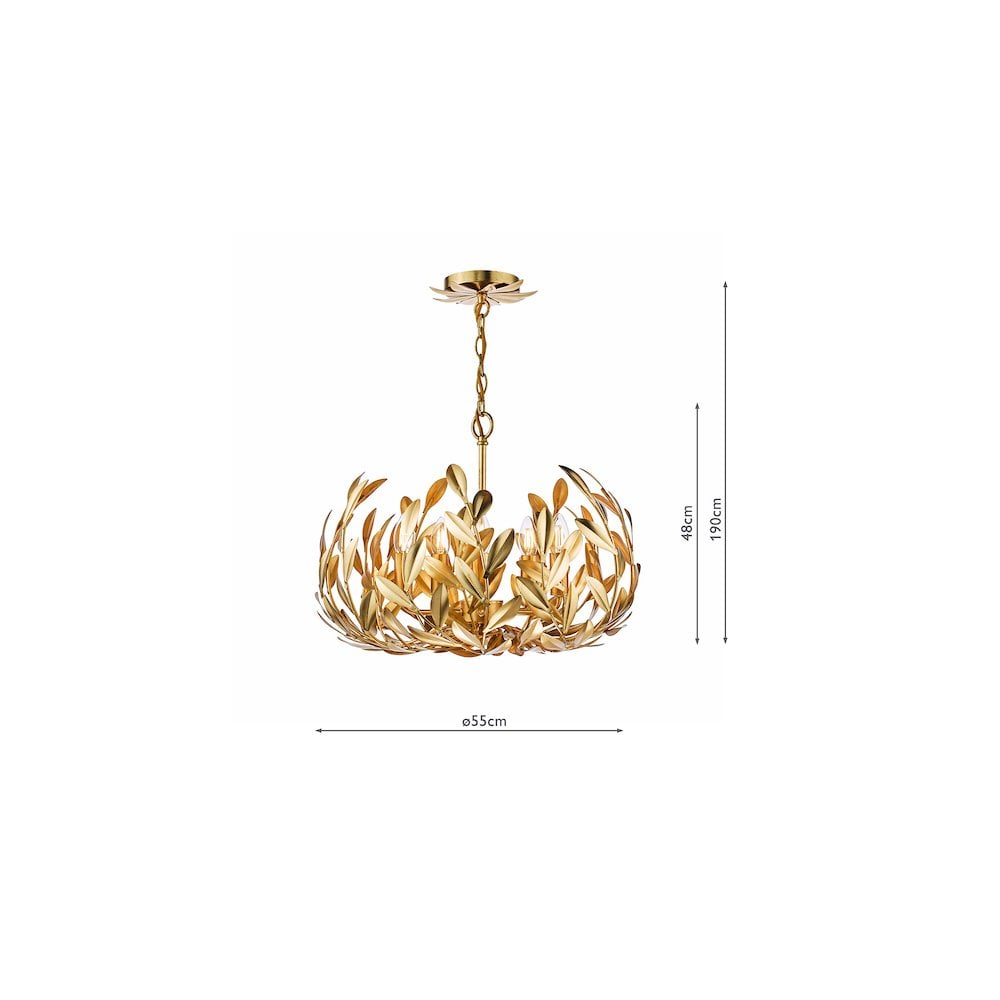 Dar ERC0535 Ercilia 5 Light Pendant Gold Leaf