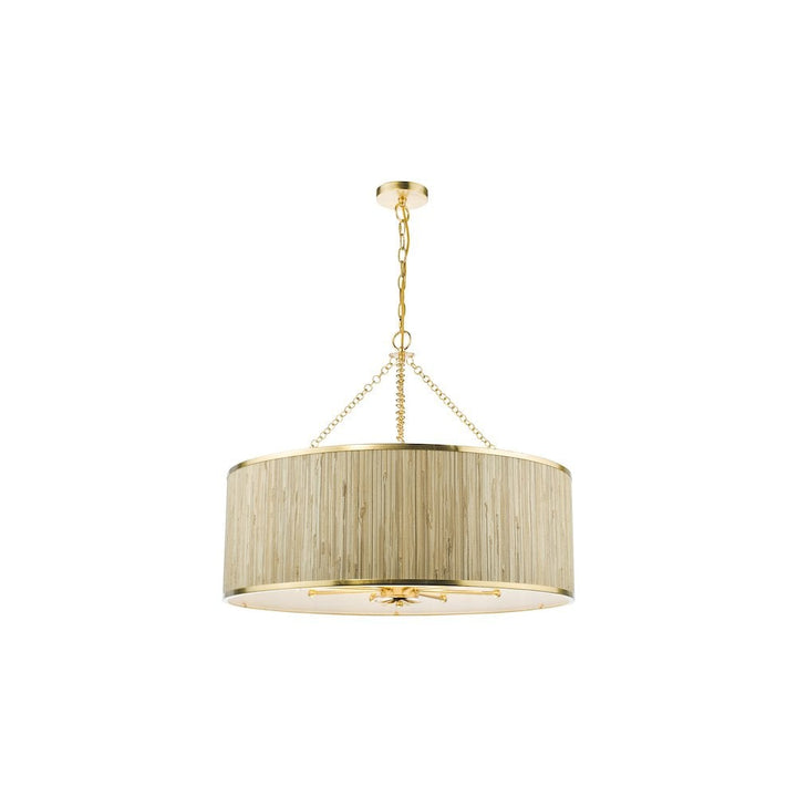 Dar FEN0835 Fenella 8 Light Pendant Gold Leaf and Seagrass Shade