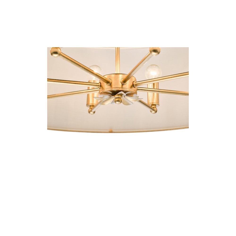 Dar FEN0835 Fenella 8 Light Pendant Gold Leaf and Seagrass Shade