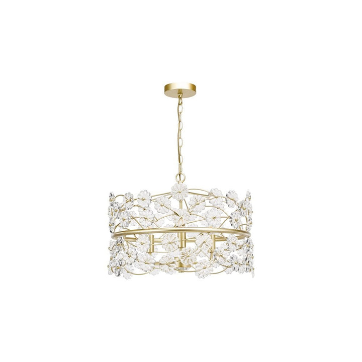 Dar FON0335 Fonda 3 Light Pendant Satin Gold and Glass