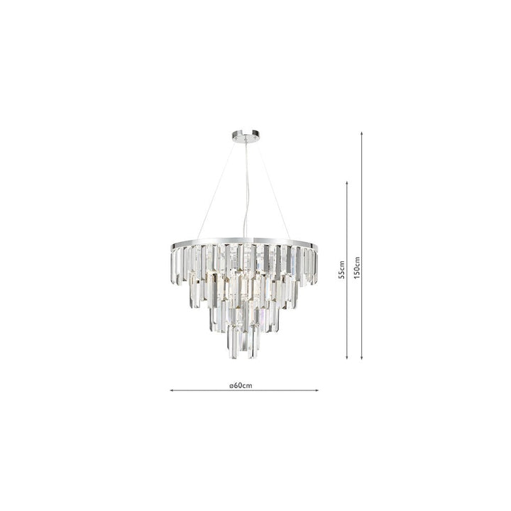 Dar FUE0550 Fuentes 5 Light Pendant Polished Chrome and Crystal