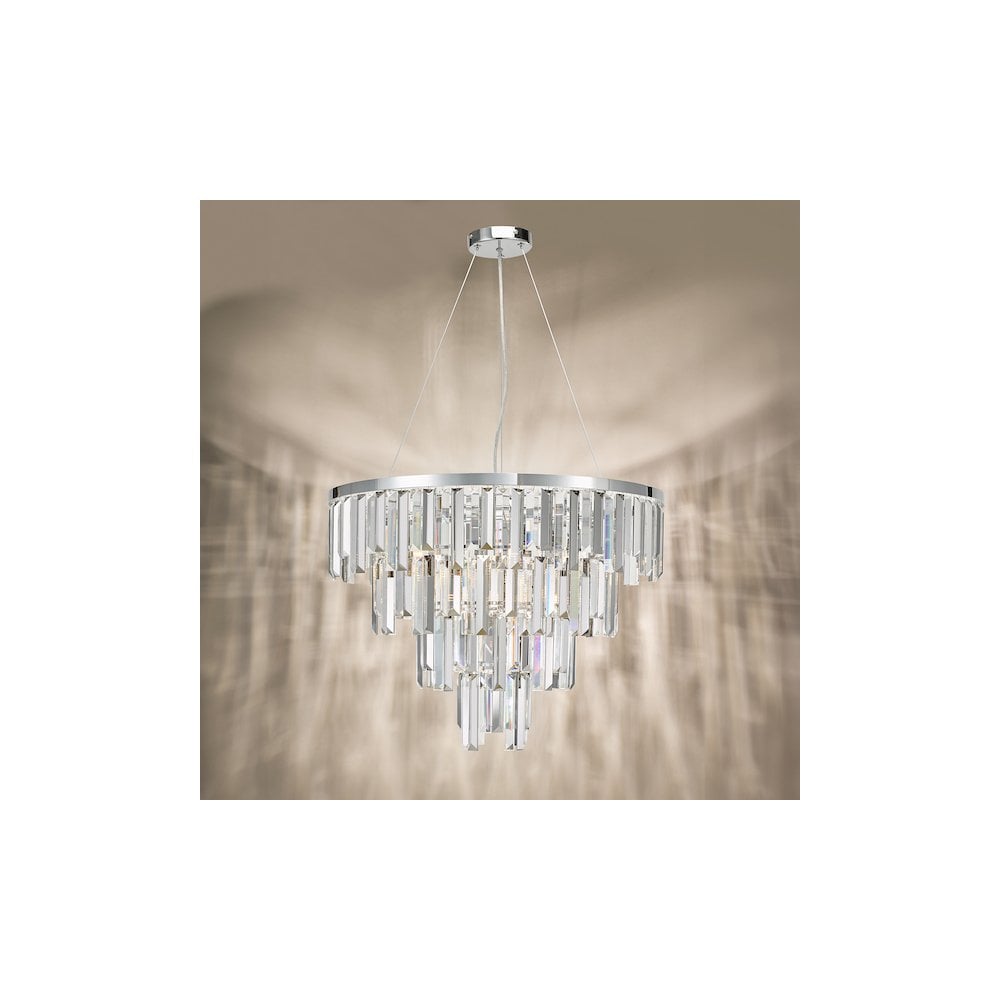 Dar FUE0550 Fuentes 5 Light Pendant Polished Chrome and Crystal