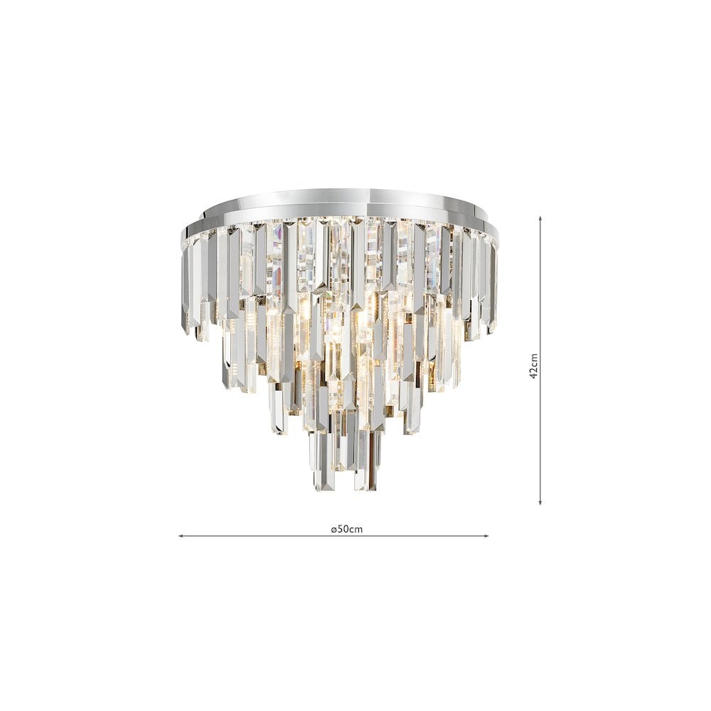 Dar FUE4850 Fuentes 5 Light Flush Polished Chrome and Crystal