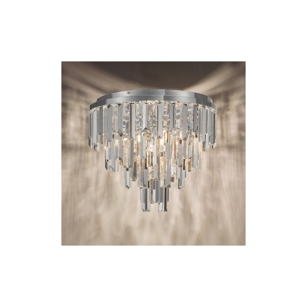 Dar FUE4850 Fuentes 5 Light Flush Polished Chrome and Crystal