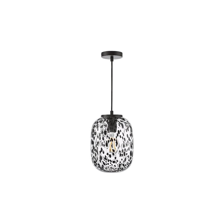 Dar GET0122 Gethin Pendant Matt Black Glass and Black Confetti Glass