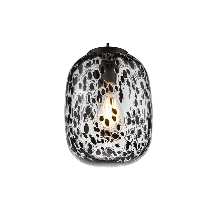 Dar GET0122 Gethin Pendant Matt Black Glass and Black Confetti Glass