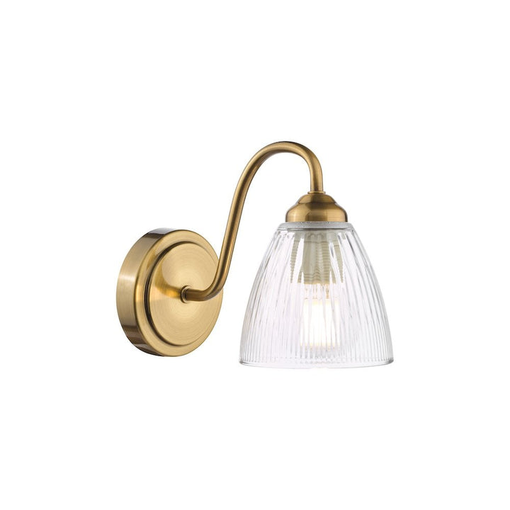 Dar GLY0763 Glynis Wall Light Antique Bronze and Ribbed Glass