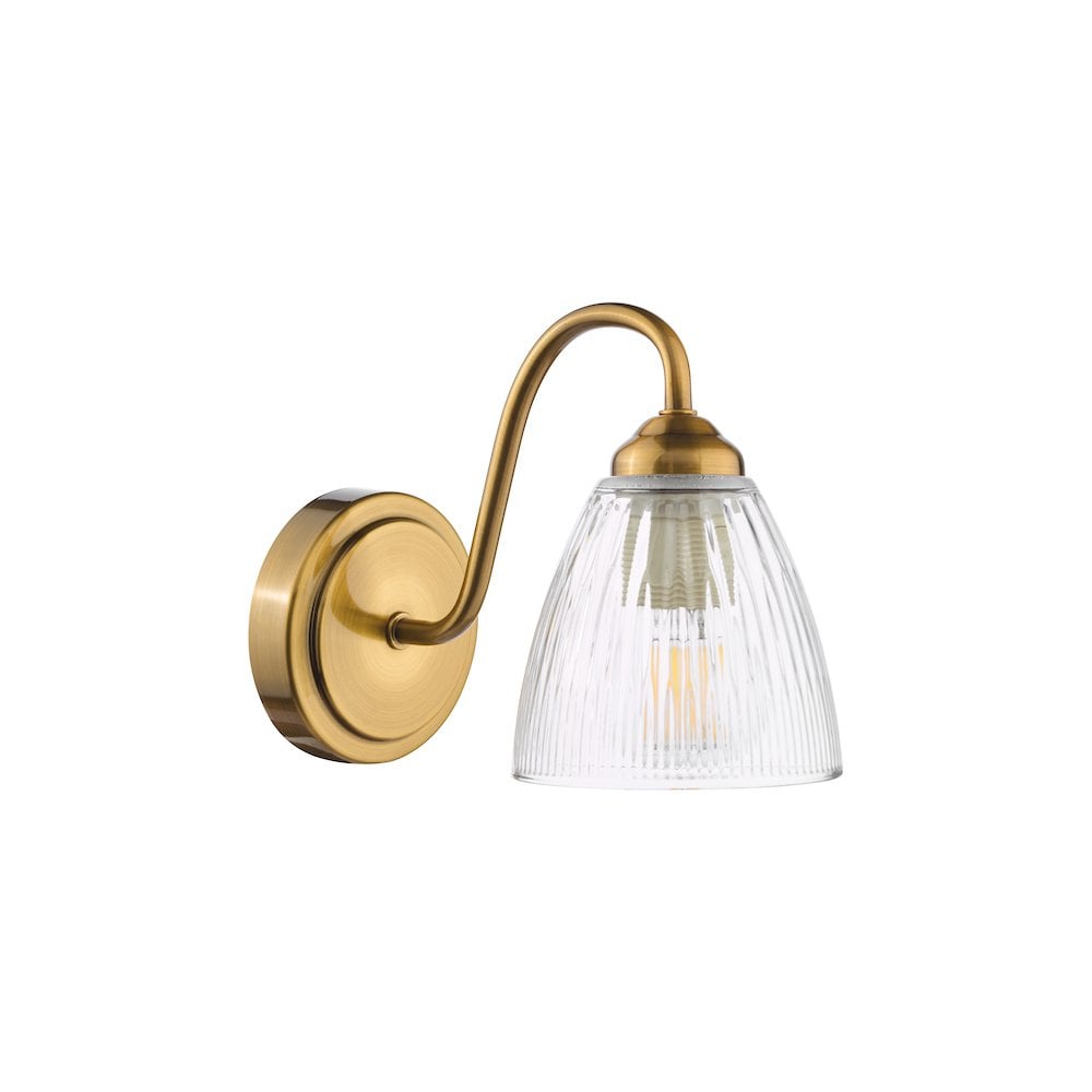 Dar GLY0763 Glynis Wall Light Antique Bronze and Ribbed Glass