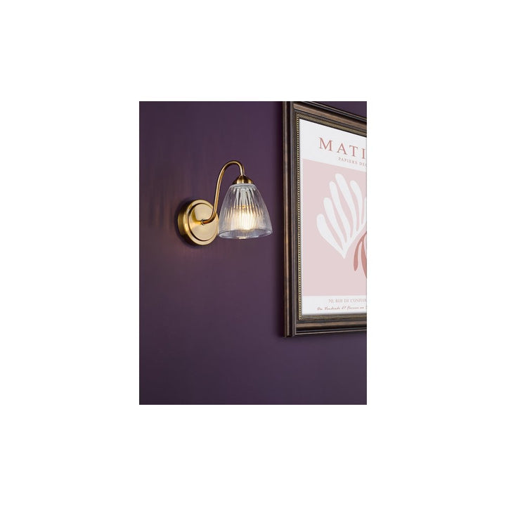Dar GLY0763 Glynis Wall Light Antique Bronze and Ribbed Glass (S)