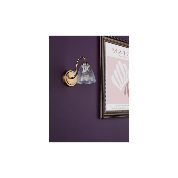 Dar GLY0763 Glynis Wall Light Antique Bronze and Ribbed Glass (S)