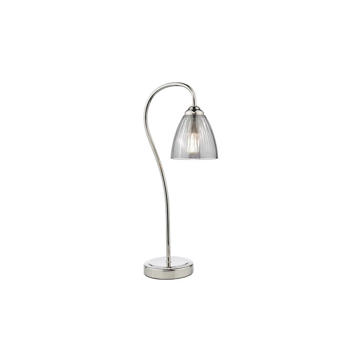 Dar GLY4238 Glynis Table Lamp Polished Nickel and Smoked Ribbed Glass