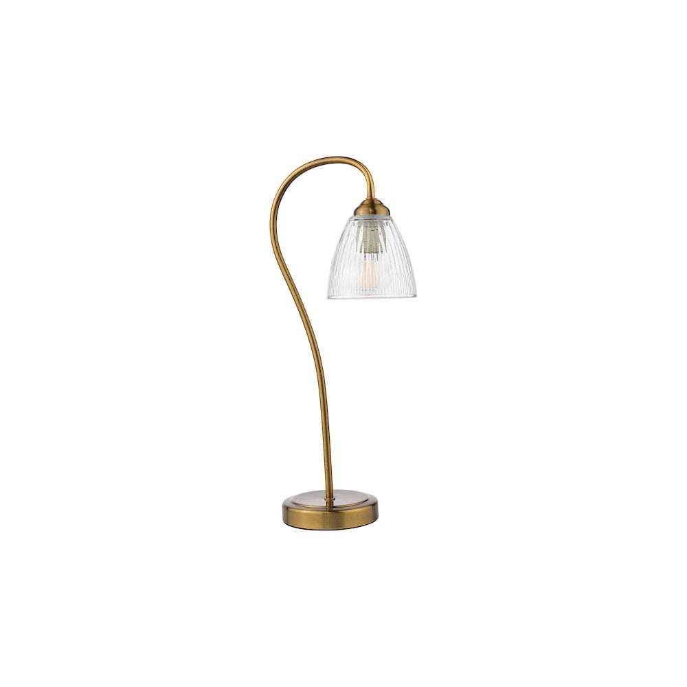 Dar GLY4263 Glynis Table Lamp Antique Bronze and Ribbed Glass