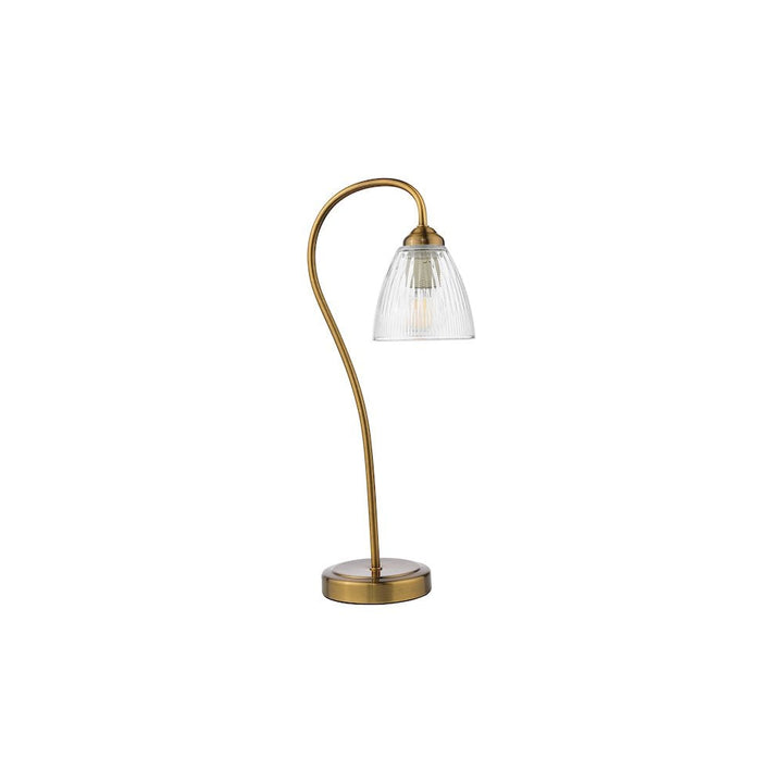 Dar GLY4263 Glynis Table Lamp Antique Bronze and Ribbed Glass