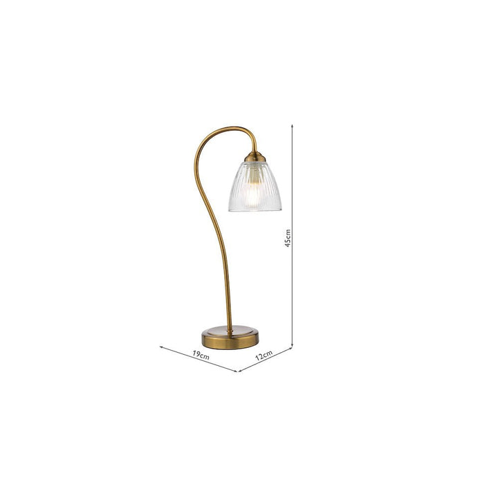 Dar GLY4263 Glynis Table Lamp Antique Bronze and Ribbed Glass