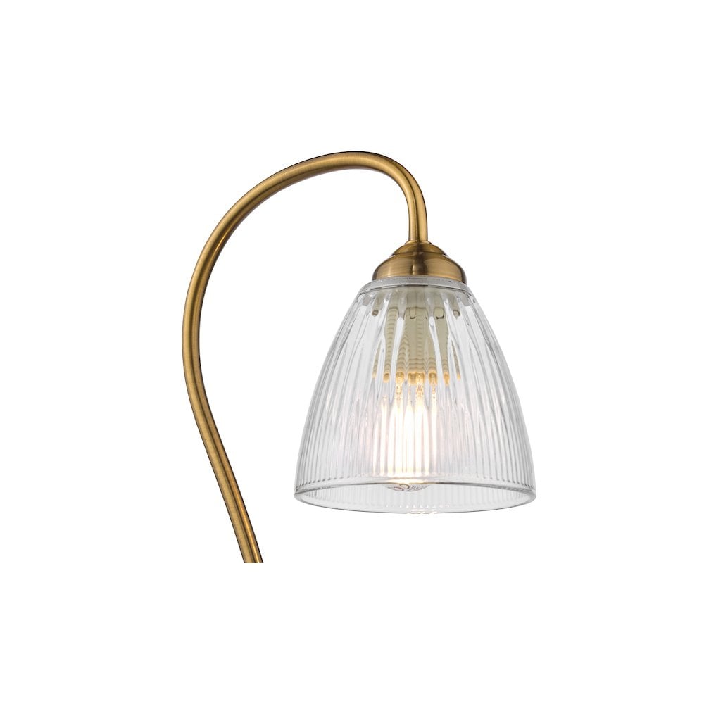 Dar GLY4263 Glynis Table Lamp Antique Bronze and Ribbed Glass