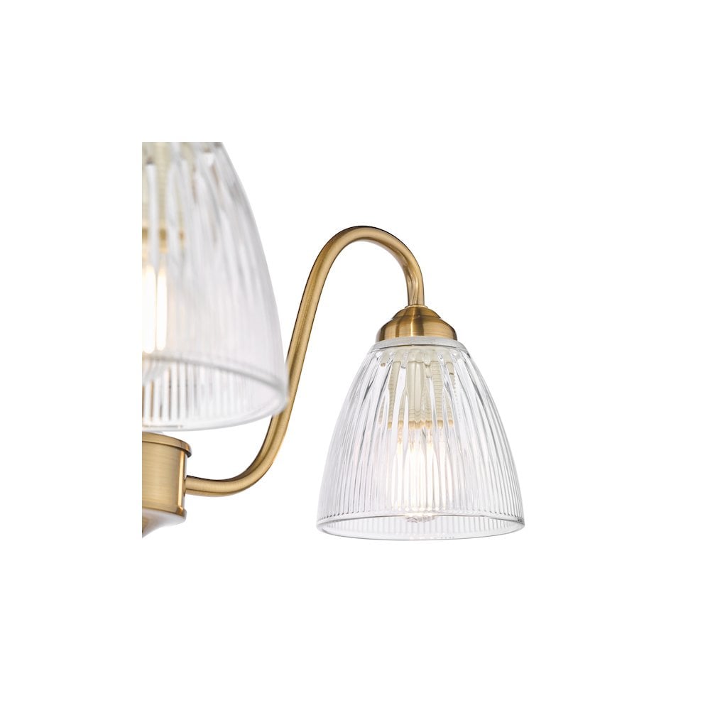 Dar GLY5363 Glynis 3 Light Semi-Flush Antique Bronze and Ribbed Glass