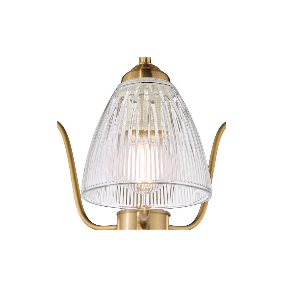 Dar GLY5363 Glynis 3 Light Semi-Flush Antique Bronze and Ribbed Glass