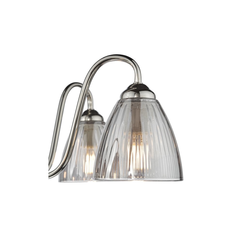 Dar GLY5438 Glynis 5 Light Semi-Flush Polished Nickel and Smoked Ribbed Glass