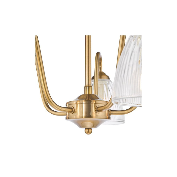 Dar GLY5463 Glynis 5 Light Semi-Flush Brushed Bronze and Ribbed Glass