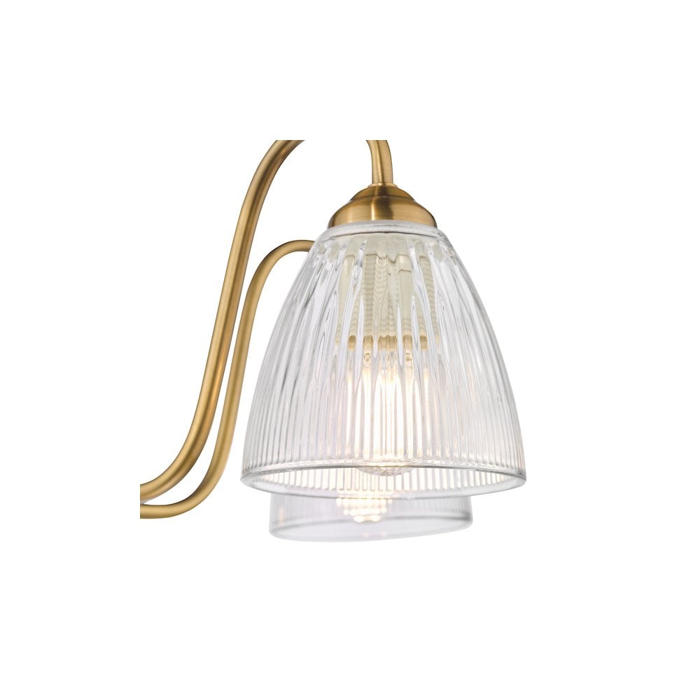 Dar GLY5463 Glynis 5 Light Semi-Flush Brushed Bronze and Ribbed Glass