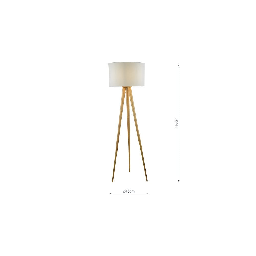 Dar IVO4943-PYR182 Ivor Floor Lamp Light Wood With Shade