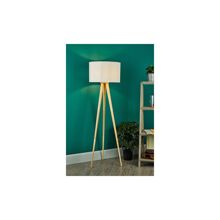 Dar IVO4943-PYR182 Ivor Floor Lamp Light Wood With Shade