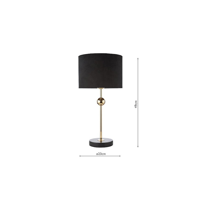 Dar JIL4222 Jillian Table Lamp Marble and Polished Gold With Shade