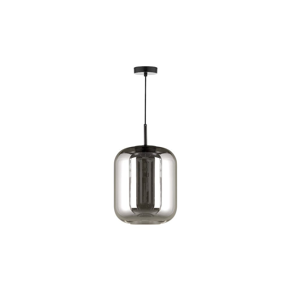 Dar JUR0110 Jurek Pendant Satin Black and Smoked Glass LED