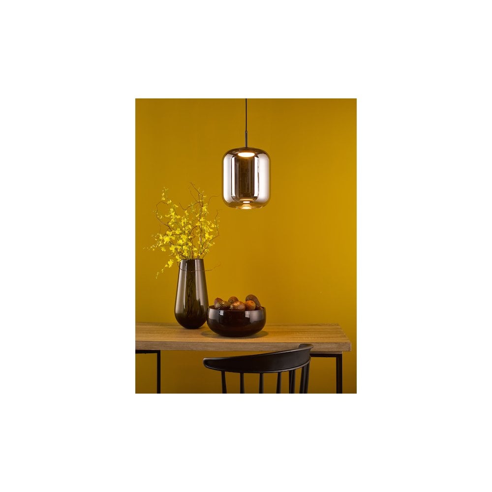 Dar JUR0110 Jurek Pendant Satin Black and Smoked Glass LED